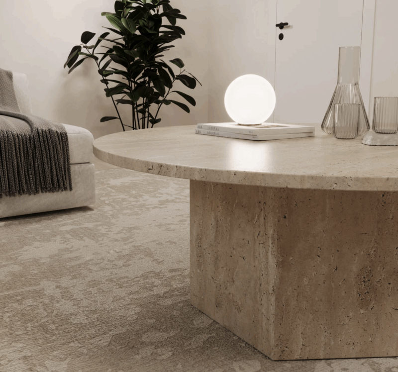 Caldera Travertine Round Coffee Table - Image 4