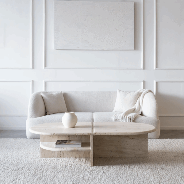 Luma Oval Coffee Table – Travertine Marble