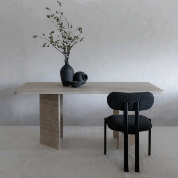 Elara Dining Table – Travertine Marble