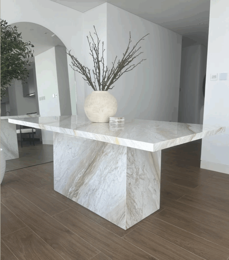 Linea Calacatta Greek Marble Dining Table