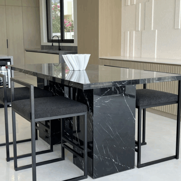 Vanta Dining Table – Black Marquina Marble