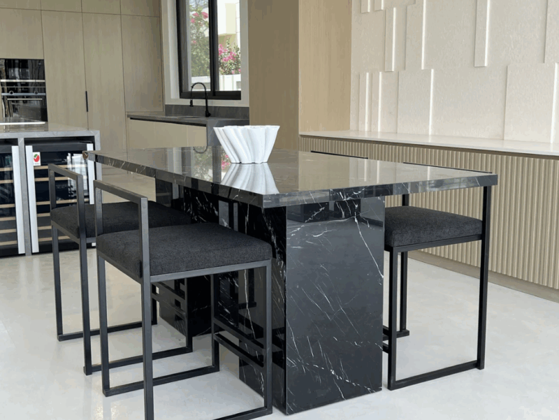 Vanta Dining Table – Black Marquina Marble