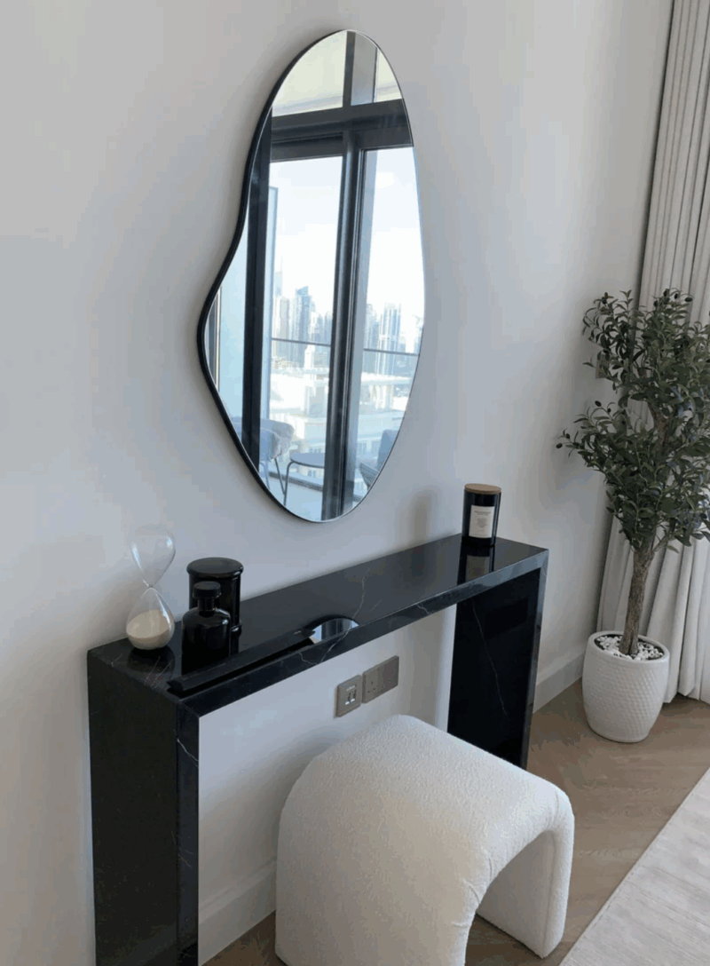 Astra Console – Black Marble Square Design